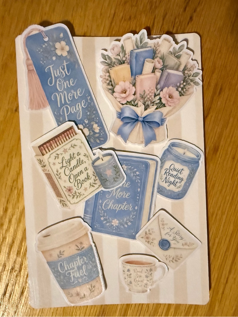 Bookish Blue & Cream Reading DIY Kindle Insert - Handmade